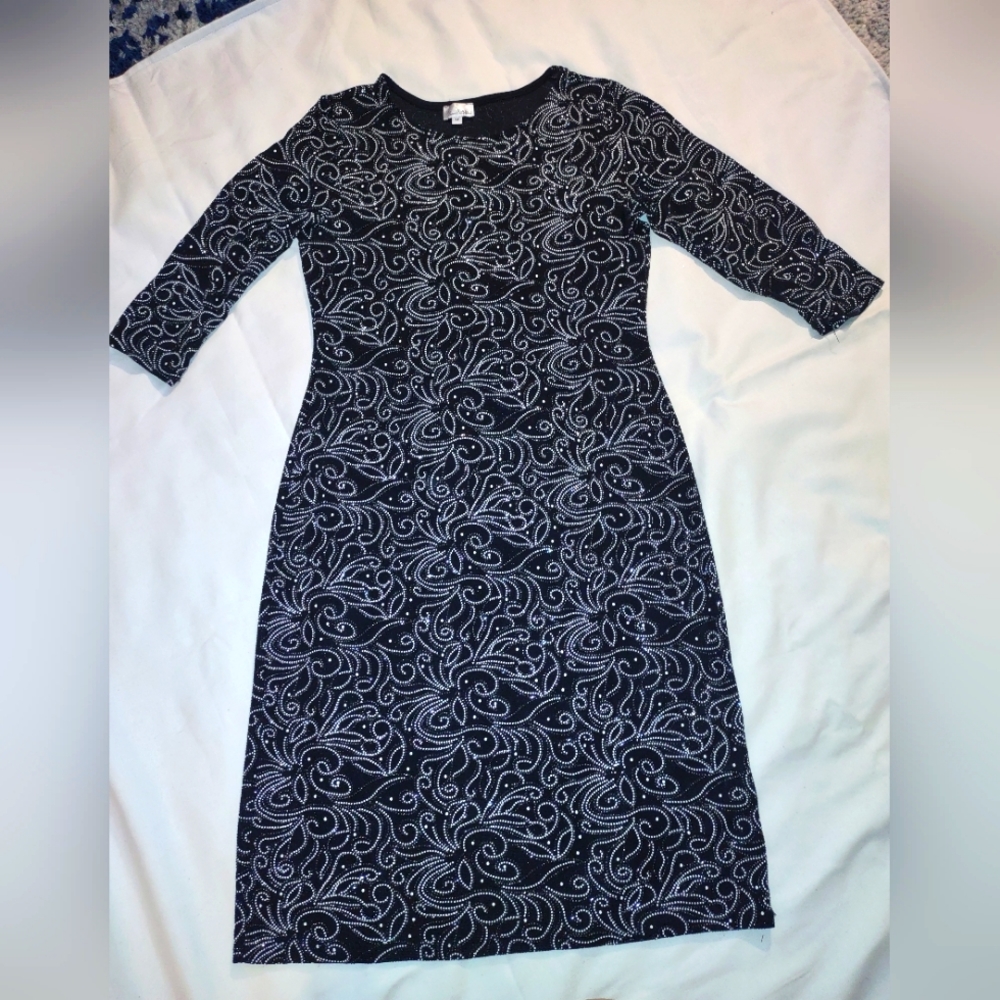 Olivia matthews black metallic women's dress size M